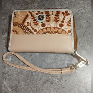 Spartina 449 Beige and Brown Patterned Women's Wristlet